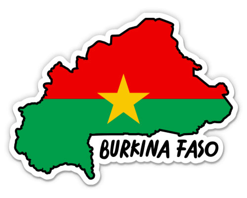 Burkina Faso Map with Flag Sticker