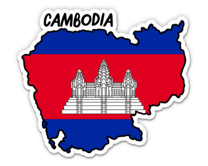 Cambodia Map with Flag Sticker
