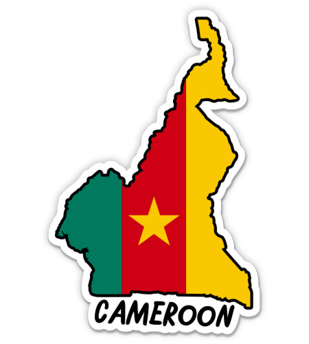 Cameroon Map with Flag Sticker