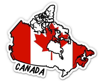 Canada Map with Flag Sticker