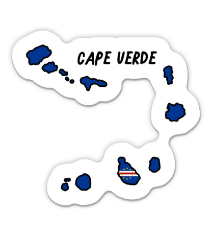 Cape Verde Map with Flag Sticker