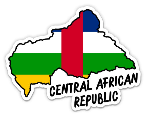 Central African Republic Map with Flag Sticker