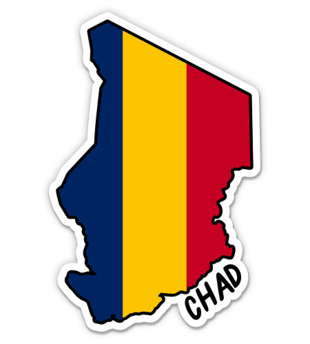 Chad Map with Flag Sticker