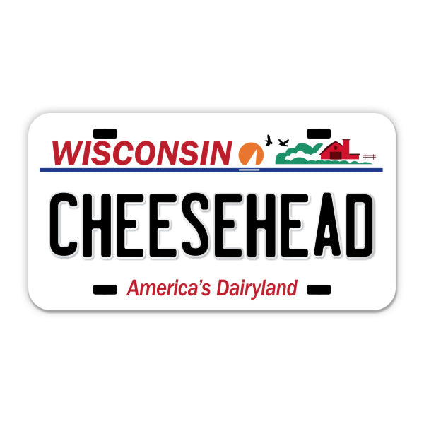 Cheesehead Wisconsin License Plate Style Sticker