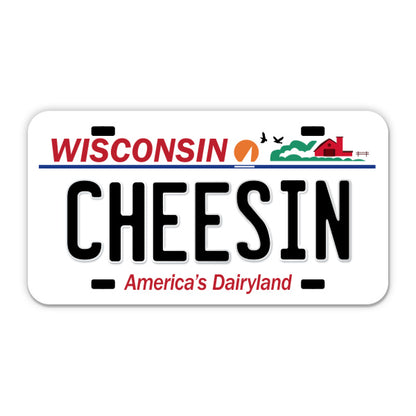 Cheesin Wisconsin License Plate Style Sticker