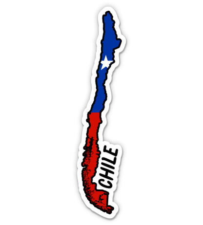Chile Map with Flag Sticker