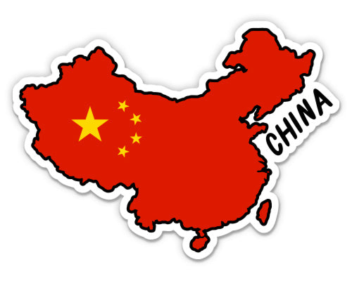 China Map with Flag Sticker