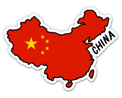 China Map with Flag Sticker