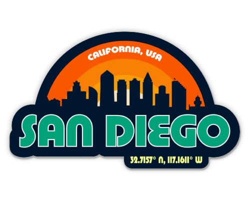 San Diego California Skyline Sticker