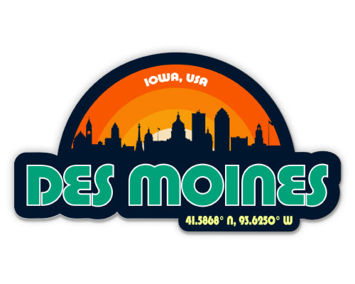 Des Moines Iowa Skyline Sticker
