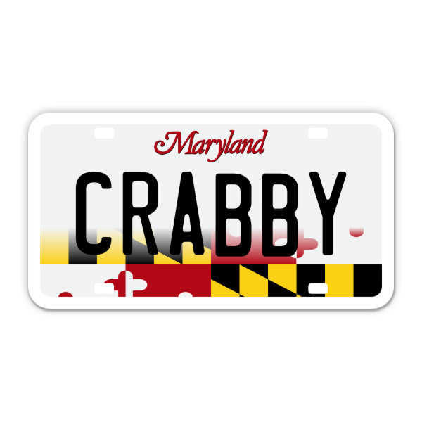 Crabby Maryland License Plate Style Sticker