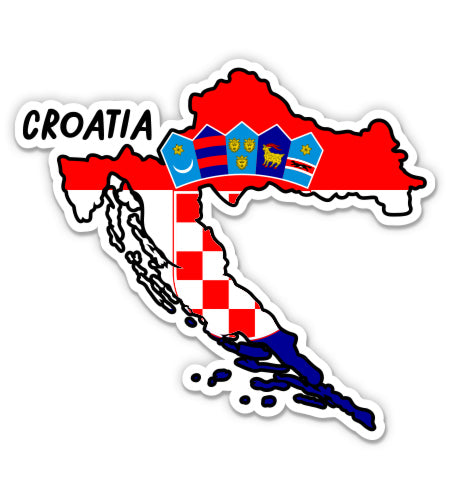 Croatia Map with Flag Sticker