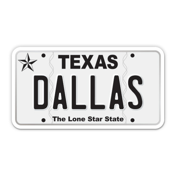 Dallas Texas License Plate Style Sticker