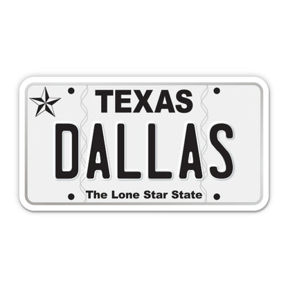 Dallas Texas License Plate Style Sticker