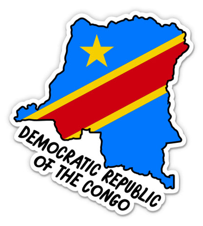 Democratic Republic of the Congo Map with Flag Sticker