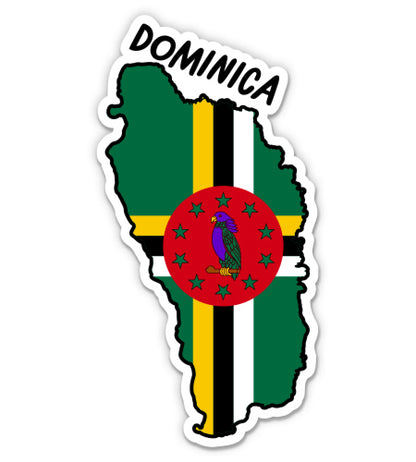 Dominica Map with Flag Sticker