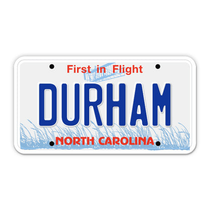Durham North Carolina License Plate Style Sticker