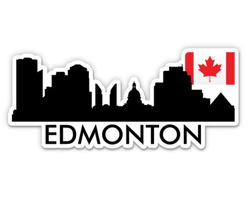 Edmonton Canada Skyline with Canadian Flag Sticker