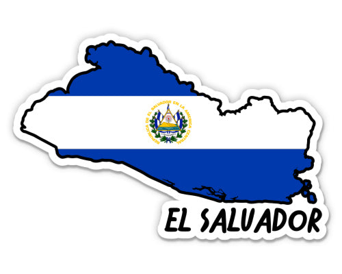 El Salvador Map with Flag Sticker