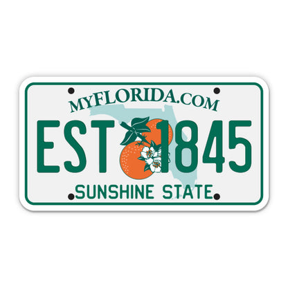Est 1845 Florida License Plate Style Sticker