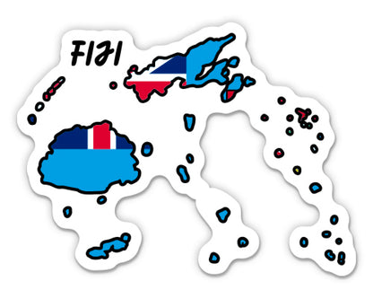 Fiji Map with Flag Sticker