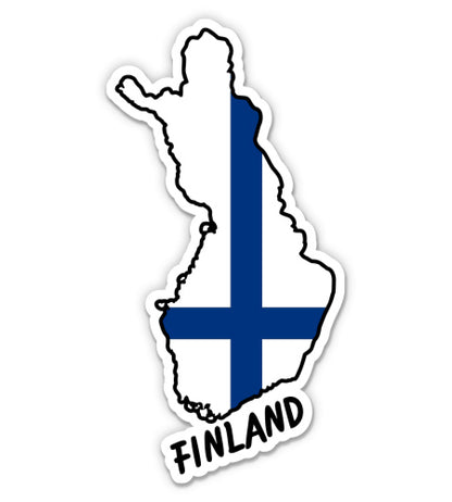 Finland Map with Flag Sticker