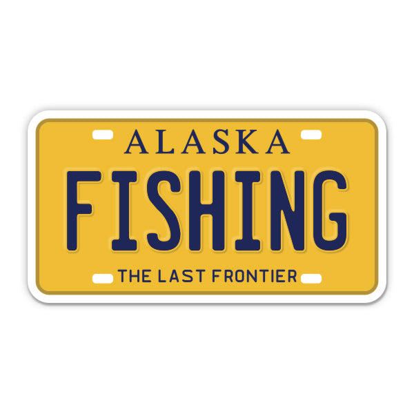 Fishing Alaska License Plate Style Sticker