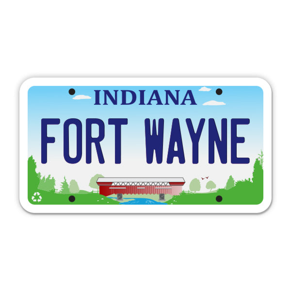 Fort Wayne Indiana License Plate Style Sticker