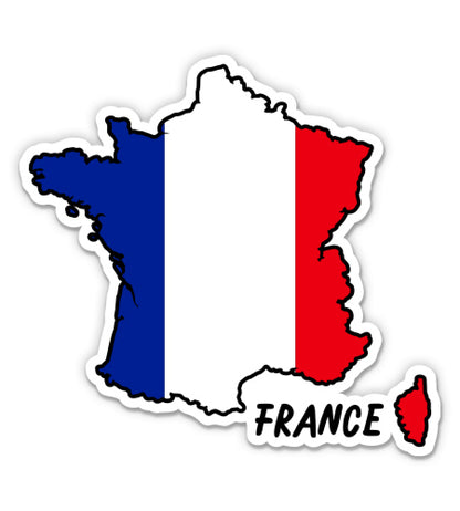 France Map with Flag Sticker