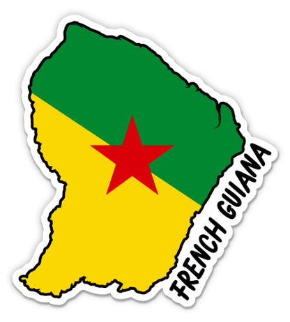 French Guiana Map with Flag Sticker