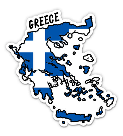 Greece Map with Flag Sticker