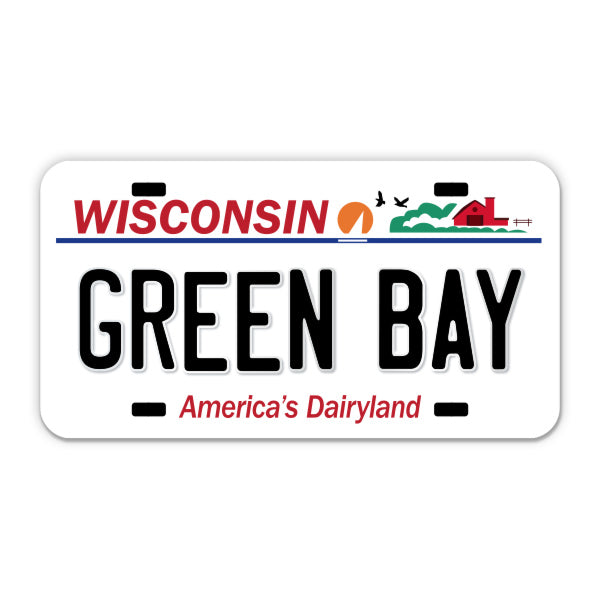 Green Bay Wisconsin License Plate Style Sticker