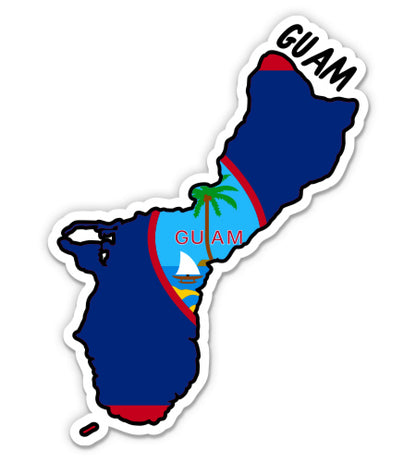 Guam Map with Flag Sticker