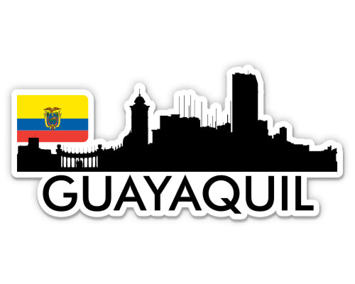 Guayanquil Ecuador City Skyline Country Flag Sticker