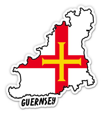 Guernsey Map with Flag Sticker
