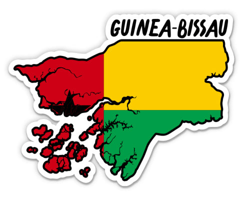 Guinea Bissau Map with Flag Sticker