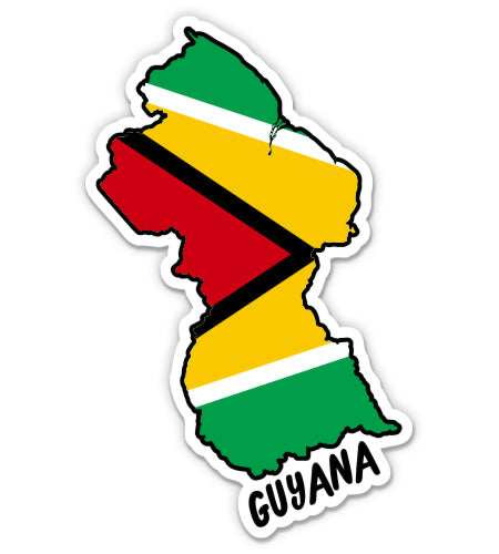 Guyana Map with Flag Sticker