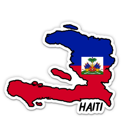 Haiti Map with Flag Sticker
