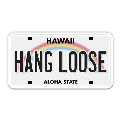 Hang Loose Hawaii License Plate Style Sticker