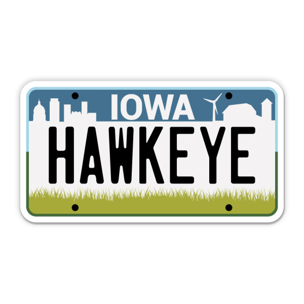 Hawkeye Iowa License Plate Style Sticker