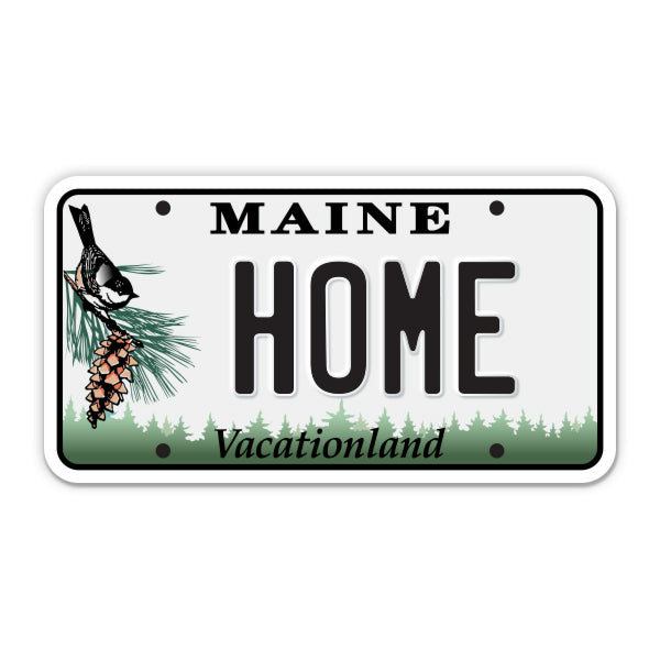 Home Maine License Plate Style Sticker
