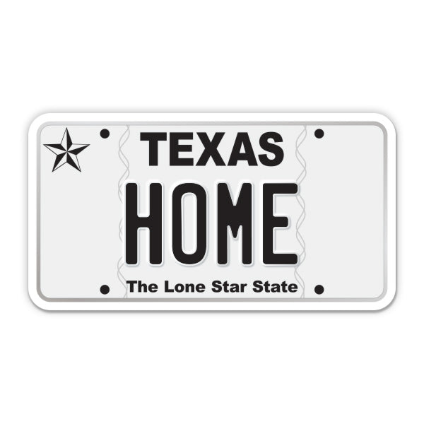 Home Texas License Plate Style Sticker