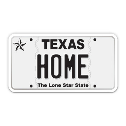 Home Texas License Plate Style Sticker