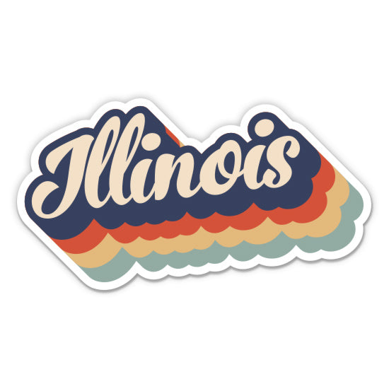 Illinois Retro Letters Style Sticker