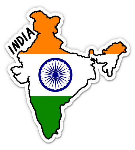India Map with Flag Sticker
