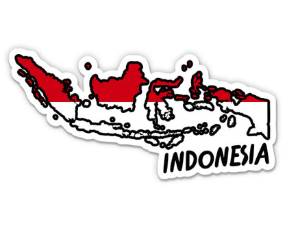 Indonesia Map with Flag Sticker