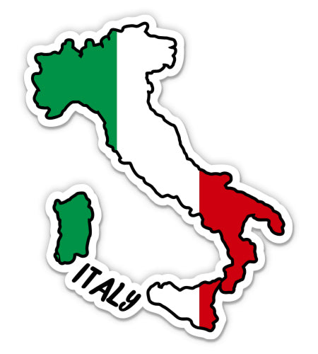 Italy Map with Flag Sticker