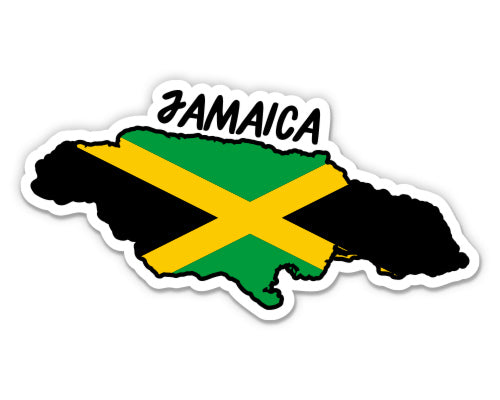 Jamaica Map with Flag Sticker