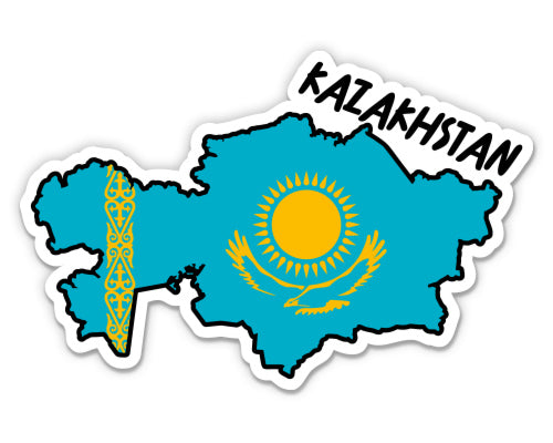 Kazakhstan Map with Flag Sticker