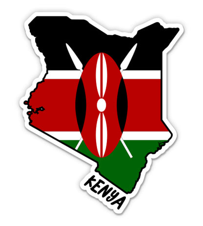 Kenya Map with Flag Sticker